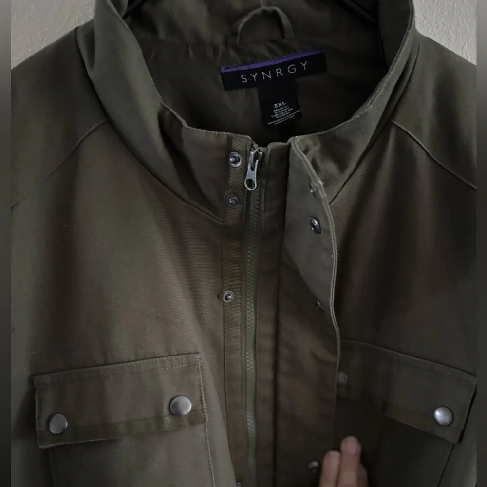 SYNRGY DXL Olive Green Canvas Military Field Jacket  Lined Mens 3XL